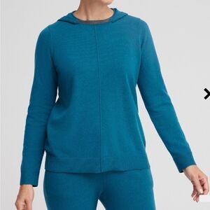 Chico’s Zenergy Cashmere Hooded Sweater teal